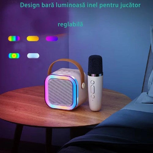 Boxa Cu Microfon Smart, Conectare Bluetooth, IOS/Android, Calitate Inalta A Sunetului, Perfecta Pentru Karaoke, AT PERFORMANCE®, culoare perla